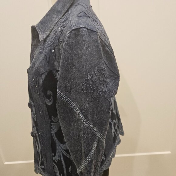 VINTAGE SEQUINED EMBROIDED DENIM JACKET - Picture 5 of 10